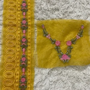 Maria B. Mustard Neckline + 38 inches